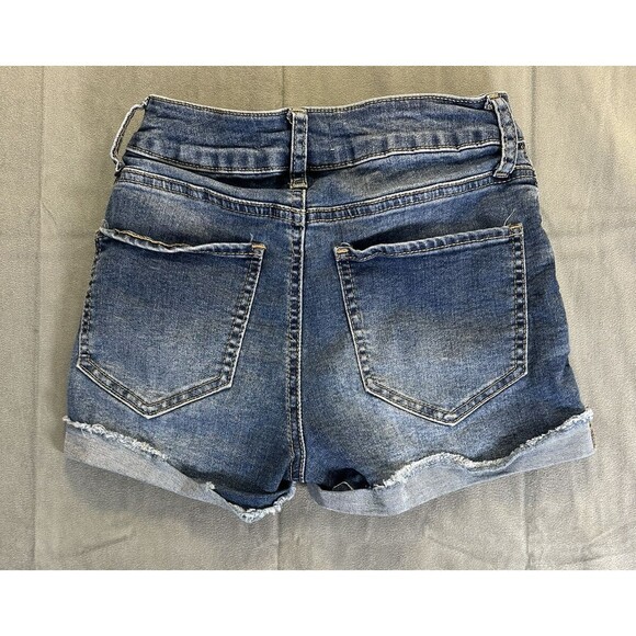 So Brand Jean Shorts Hi Rise Shorties 25 W Size 1 Cuffed Denim Juniors Cut Off - Picture 2 of 7